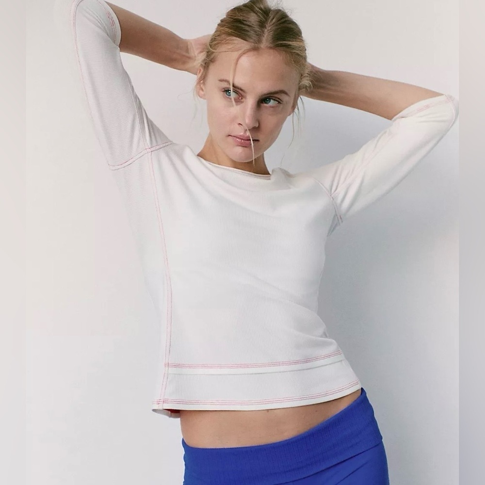 Free People White Long Sleeve Top Sashay Layer Women's